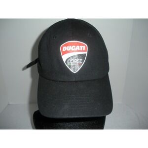 Ducati Corse Black Adjustable Strapback Baseball Cap Hat Racing Logo C1463-BLK